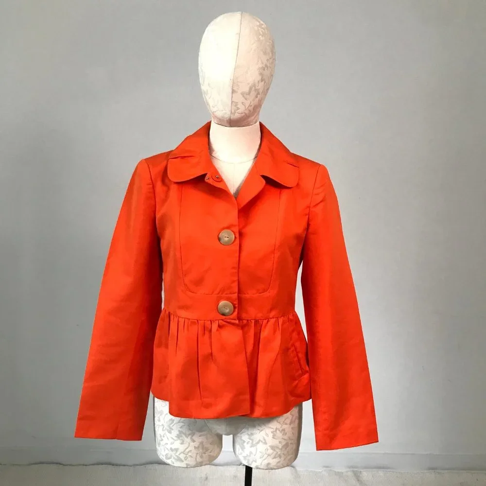 Magaschoni S Silk Cotton 365 Jacket Blazer Orange - Picture 2 of 13